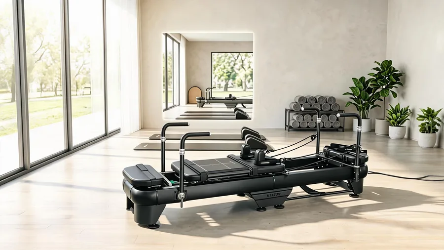 K38 heavy-duty commercial reformer in a bright professional pilates studio