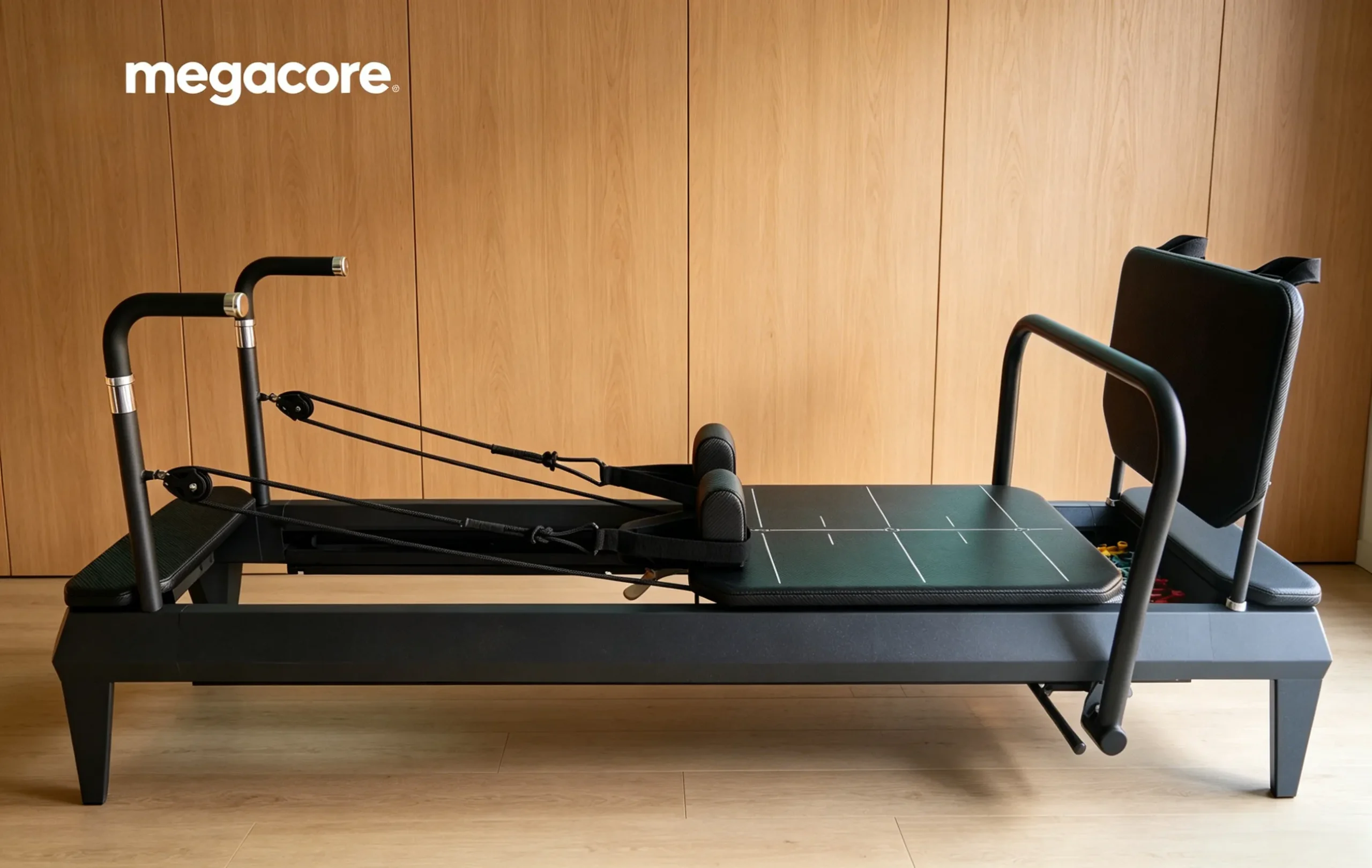 Compact reformer beds for small studios Space-efficient commercial reformer configuration for small studios