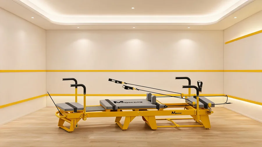 Custom-painted C26 reformer in a stylish boutique pilates studio
