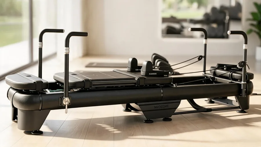 Pilates reformers for tall athletes: heavy duty guide 1 Close-up of an extended k38 reformer frame and adjustable footbar for tall users