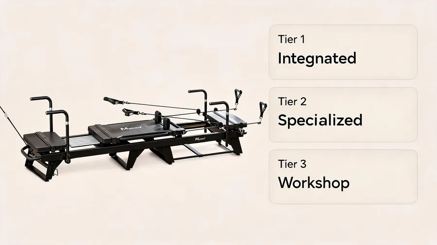 How to find the best pilates reformer manufacturer in china: factory tiers guide 2 China pilates reformer factory tiers infographic from tier 1 to tier 3