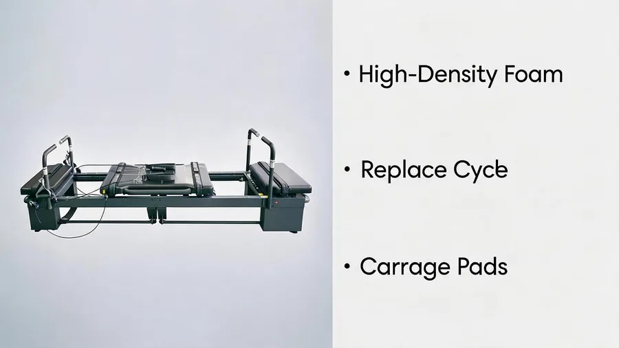 Pilates reformer foam cushions and pads: complete replacement guide 2 Reformer foam cushion replacement infographic with density and replacement cycle