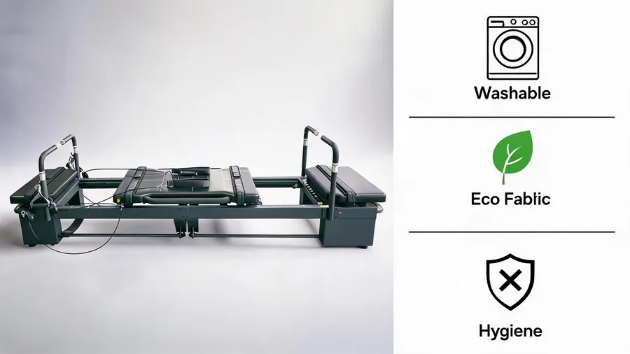 Pilates reformer foam roller covers: hygiene & eco mats 2 Pilates reformer foam roller covers infographic: washable, eco fabric, hygiene
