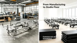 Pilates reformer gear systems: belt drive vs spring-based vs bungee 2 Reformer manufacturing, assembly and commercial studio installation