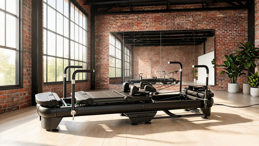 K38 heavy-duty pilates reformer in an industrial-style studio