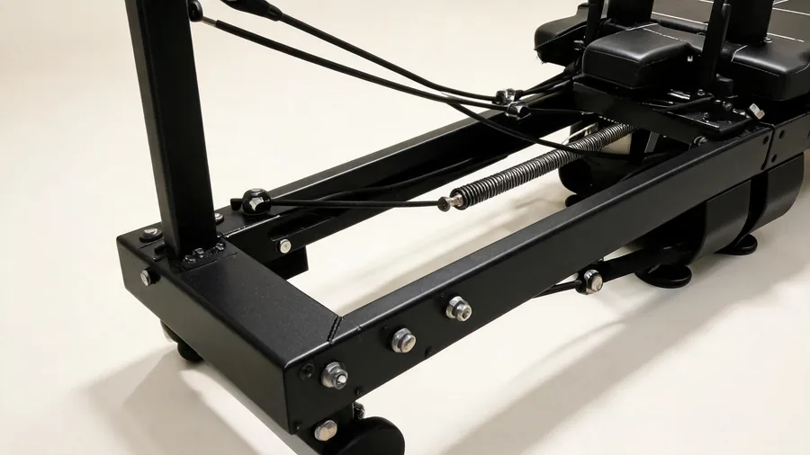 Where to buy a megaformer: factory direct, brand stores, or used? 1 Detail of a heavy reformer frame and carriage build quality