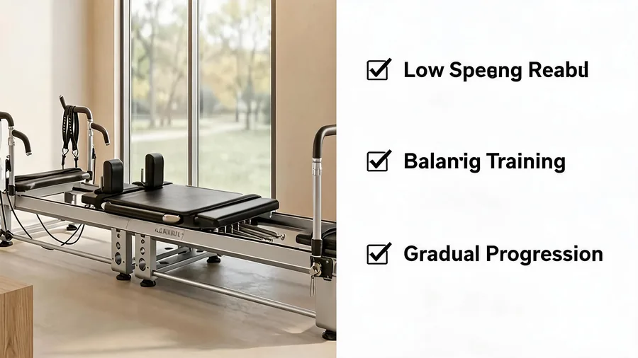 Pilates reformer for physical therapy: when and how to use it 2 Pilates reformer for physical therapy infographic covering low spring rehab, balance training and progression