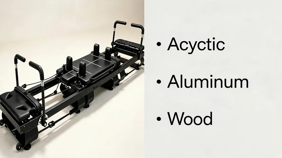 Pilates reformer platform board: acrylic vs aluminum vs wood 2 Pilates reformer platform board infographic: acrylic, aluminum and wood options