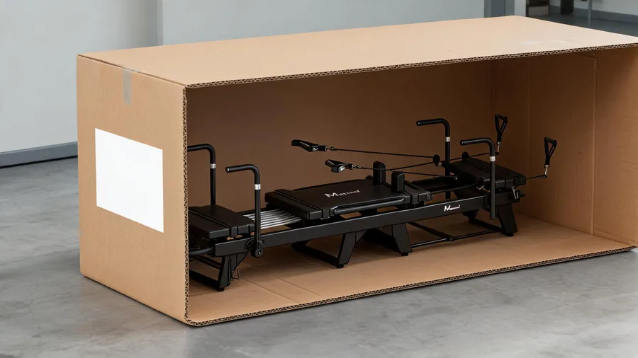 Pilates reformer drop shipping: how to offer branded reformers without inventory 1 Detail of a reformer in plain branded packaging ready for custom print
