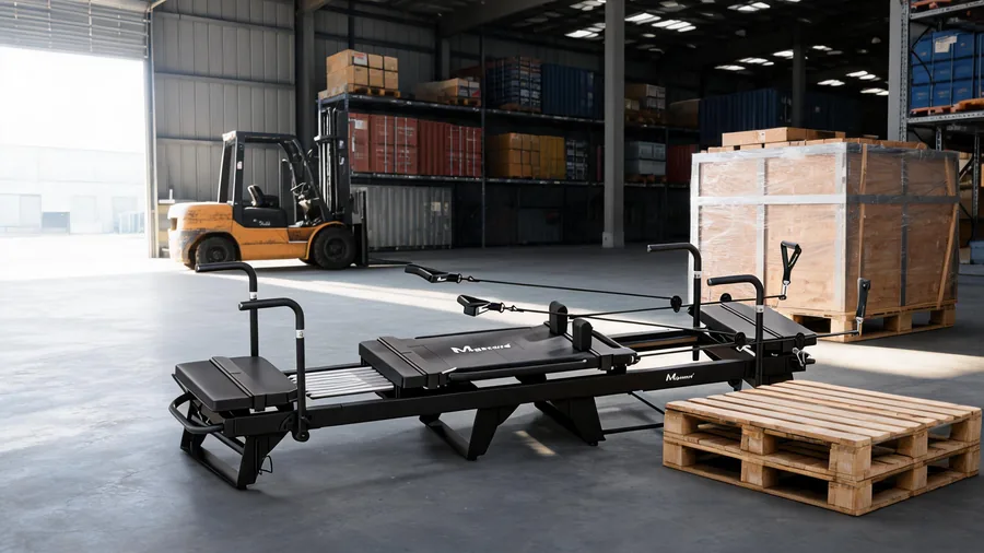 C26 reformer in a logistics warehouse with crated pallet and containers