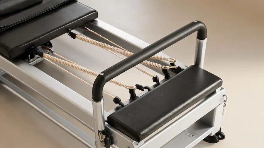 Reformer pilates for rehabilitation: clinical applications 1 Detail of a clinical reformer set with light springs for rehab work