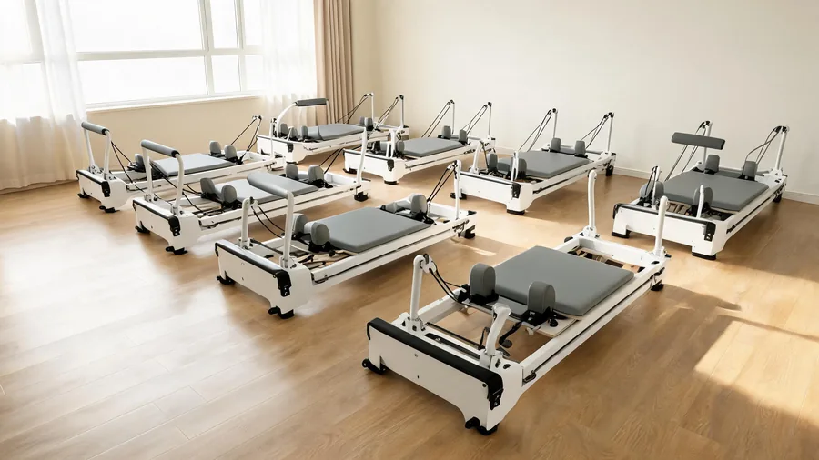 Pilates reformer dimensions & space requirements: complete guide 1 Pilates studio layout planning with multiple reformers in parallel rows