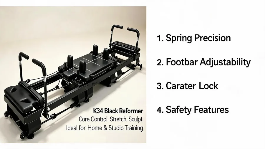 Pilates reformer for post-injury recovery: rehab equipment guide 2 Pilates rehab reformer infographic with spring precision and safety features