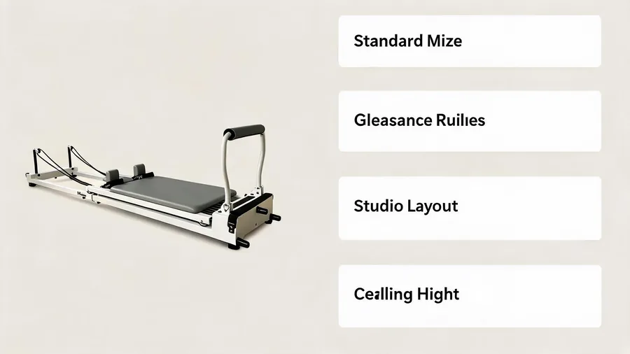 Pilates reformer dimensions & space requirements: complete guide 2 Pilates reformer space requirements infographic with station dimensions