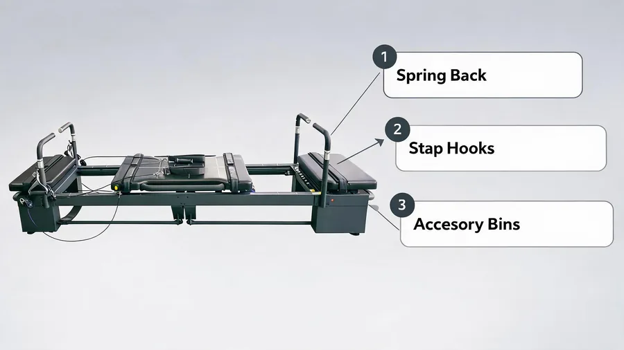 Pilates reformer storage solutions: complete guide to organizing springs, straps & accessories 2 Studio storage solutions infographic for pilates reformer springs, straps and accessories