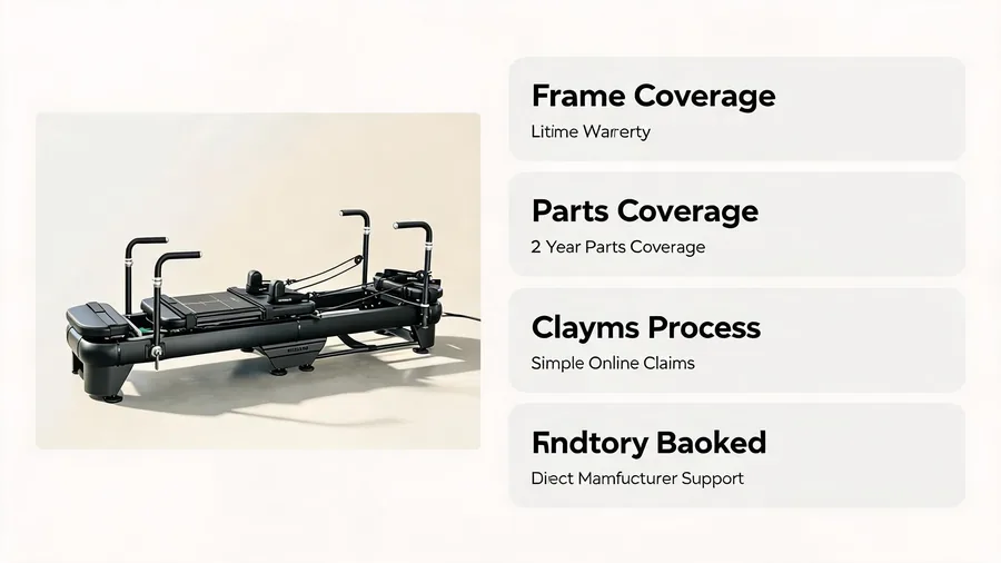 Pilates reformer 3 year warranty: ultimate coverage guide 2 Pilates reformer warranty infographic with coverage and claims points