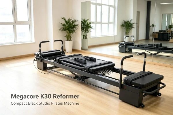 Megacore k30 pilates reformer placed inside professional pilates studio, suitable for commercial use