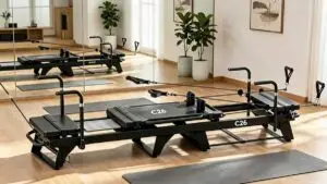 Megacore Pilates reformer reviews featured image - C26 commercial reformer in modern studio setting