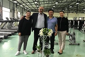 Pilates studio client from jordan visiting megacore reformer factory