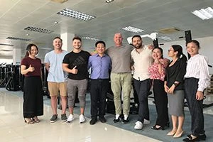 Pilates studio owner from united states visiting megacore reformer factory china
